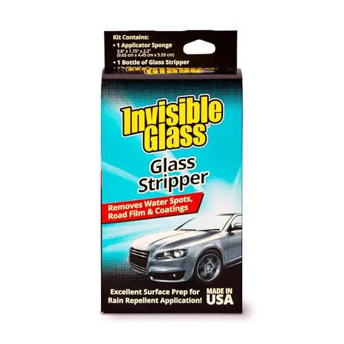Invisible Glass 91411 Glass Stripper – Hard Water Spot Remover – Strips Coatings, Waxes, Oils & Road Film – Preps Windshields for Rain Repellent & Ceramic Coating – 4 Fl Oz