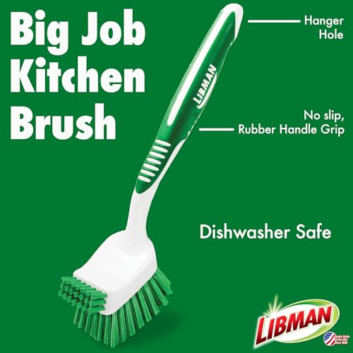 Libman Heavy Duty Scrub Brush Kit | Cleaning Brushes for Household Use | Tub Scrubber | Easy Grip Scrub Brush | Big Job Kitchen Brush | Dual Sided Tile & Grout Brush | 3 Different Brushes Included
