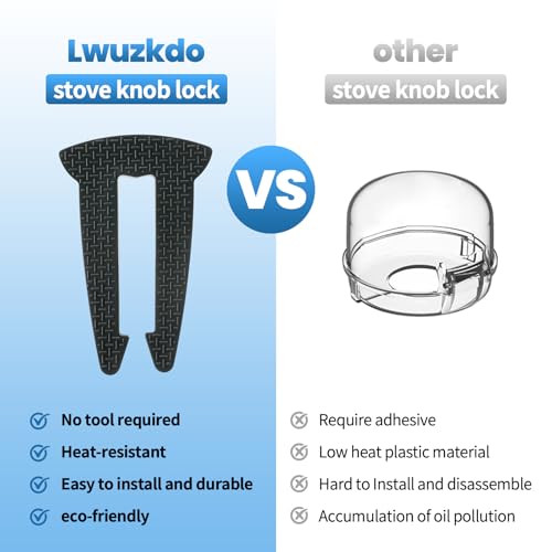 Lwuzkdo 5-Pack Gas Stove Knob Locks for Child Safety, Durable Design Knob Safety Covers, Child Proof Oven Knob Locks, Prevent Accidental Touch(Black)