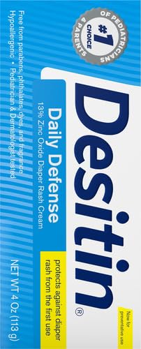 Desitin Daily Defense Baby Diaper Rash Cream with Zinc Oxide to Treat, Relieve & Prevent diaper rash, Hypoallergenic, Dye-, Phthalate- & Paraben-Free, 4 oz