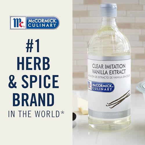 McCormick Culinary Clear Imitation Vanilla Extract, 32 fl oz - One 32 Fluid Ounce Bottle of Clear Vanilla Flavoring for Baking, Perfect in Baked Goods, Frostings, Custards and Desserts