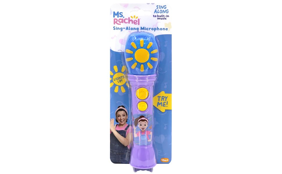 eKids Ms Rachel Toy Microphone for Kids, Includes Built-in Music and Lights, Toddler Toys for Ages 18 Months and Up (Purple)
