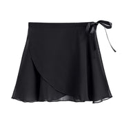 Stelle Women Ballet Skirt Black Chiffon Wrap Skirt Waist Tie Flowy Dance Skirts (Black,S)