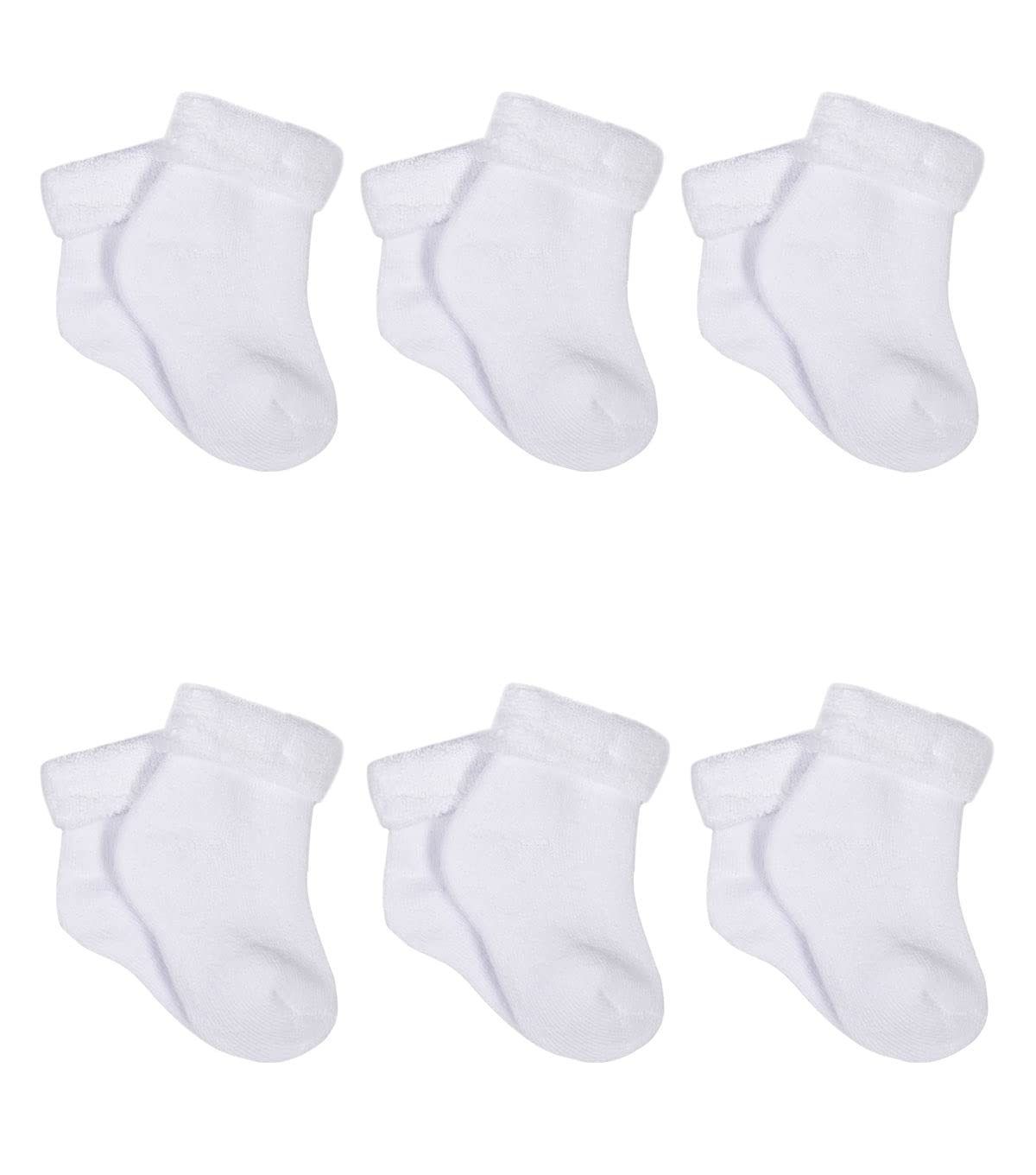 Gerber Baby 6-Pair Sock, White, 0-3 Months