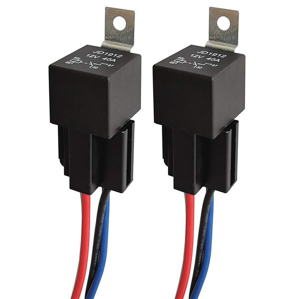 Gebildet 2pcs JD1912 Car Relay Harness 12V 40A 4 Pin SPST 12AWG Harness Sockets with Built-in Diode for Automotive Truck Van Motorcycle Boat