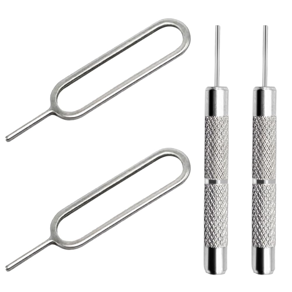 AYWFEY 4 Pcs SIM Card Removal Openning Tool Tray Eject Pins Needle Opener Ejector Compatible with All iPhone Apple iPad HTC Samsung Galaxy Cell Phone Smartphone Watchchain Link Remover (Style A)