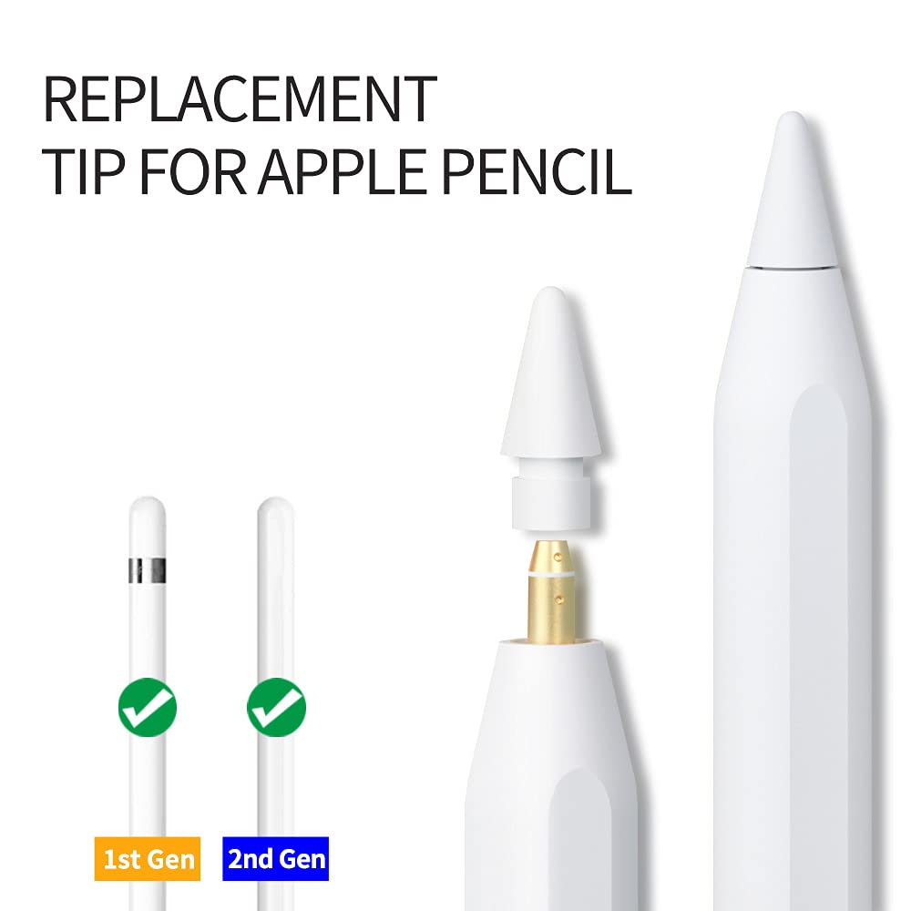 Replacement Tips Compatible with Apple Pencil 2 Gen iPad Pro Pencil - iPencil Nib for iPad Pencil 1 st/Pencil 2 Gen White 4 Pack (White 4 Pack)
