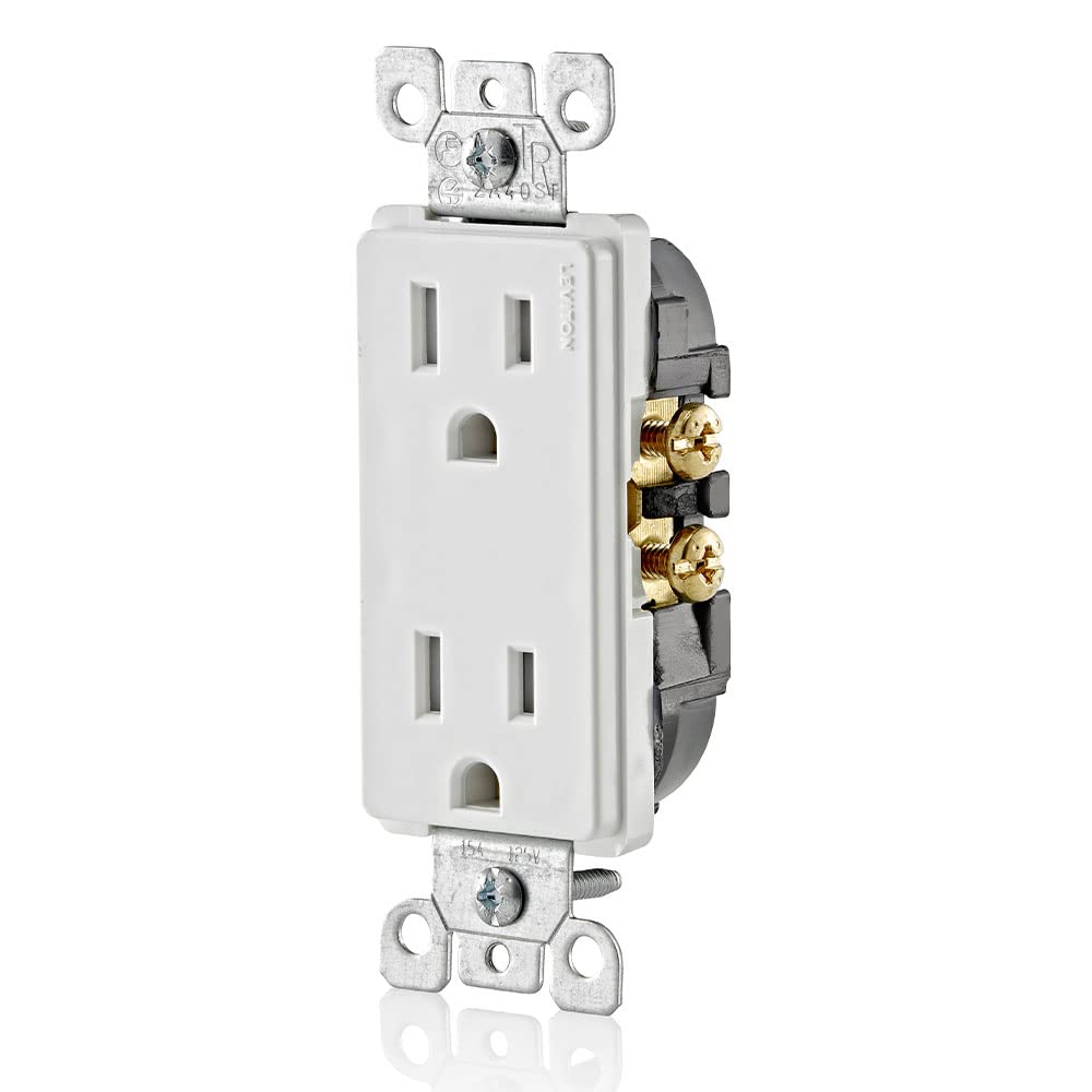 Leviton 15 Amp Decora Tamper-Resistant Duplex Electrical Wall Outlet, 10 Pack, T5325-WMP, White