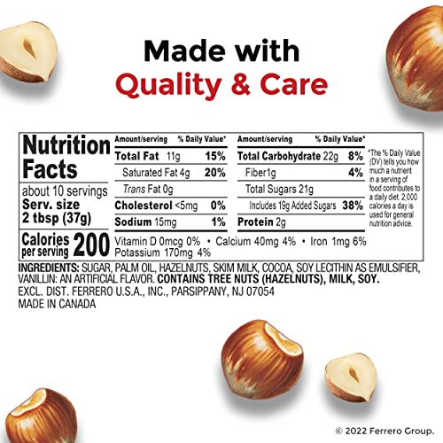 Nutella Hazelnut Spread with Cocoa, Creamy Hazelnut Spread, Breakfast Favorite, 13 oz Jar