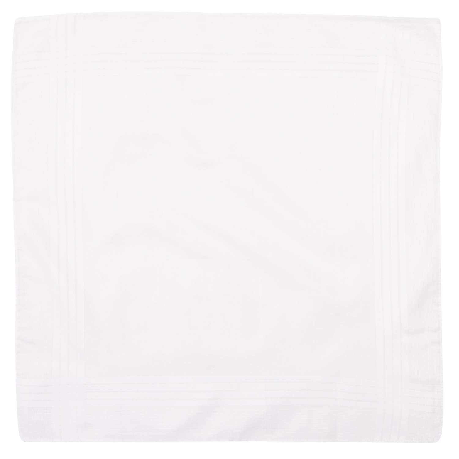 Perry Ellis 12 Pack Handkerchief (Permanent Press White with Satin Cord, 16" x 16")