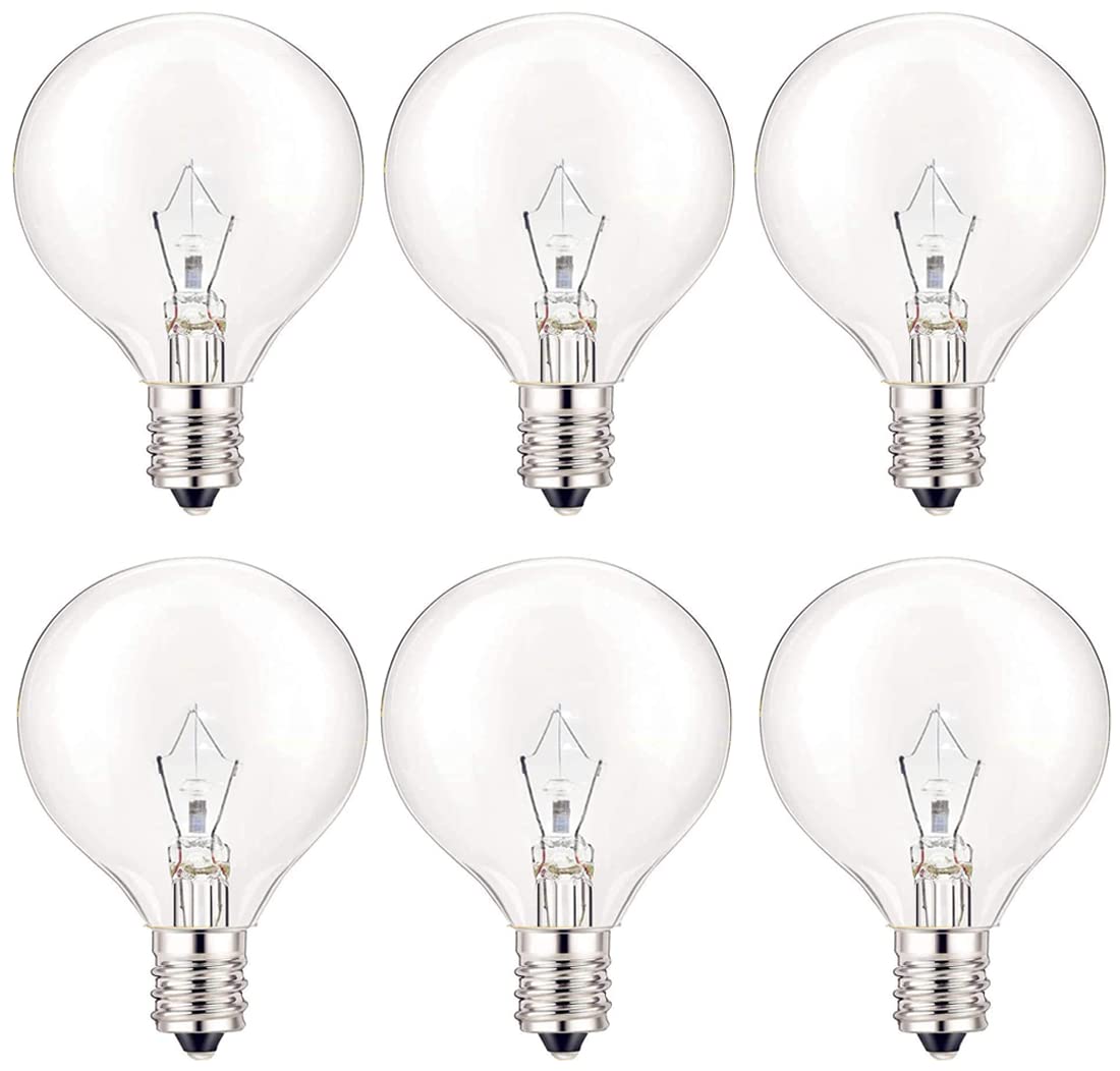 SerBion 25 Watt Wachswärmer-Glühbirnen, Glühbirnen für Full Size Scentsy Warmer, 6 Stück E12 Sockel Typ G Glühbirne, dimmbar, warmweiß, 120V G16 1/2 Glühbirnen für Kerzenlampen