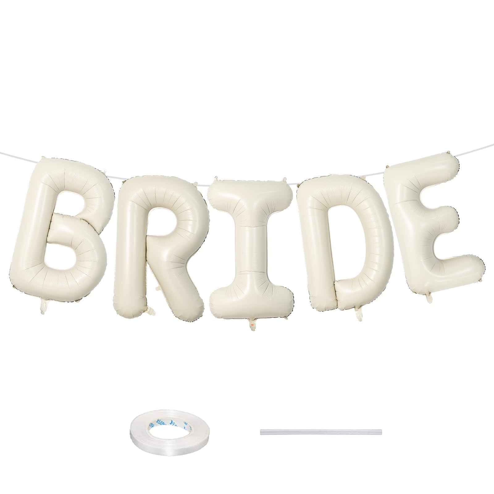 40 Inch Beige BRIDE Balloons Bachelorette for Bridal Shower, Cream White Sand Bride Mylar Foil Banner Letter Sign, Bridal Balloon Banner for Wedding Engagement Bride To Be Party Favors Decorations