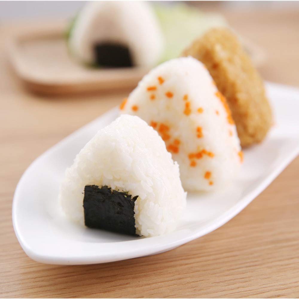 Onigiri 2 Pieces Rice Ball Mold Makers, Triangle Sushi Mold for Japanese Boxed Meal Children Bento by HAGBOU (Beige)
