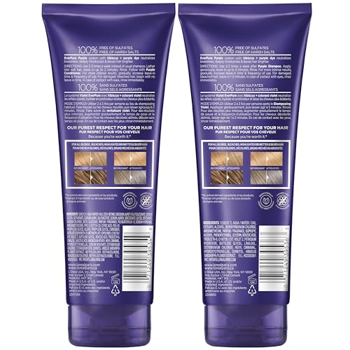 L’Oreal Paris EverPure Sulfate Free Brass Toning Purple Shampoo and Conditioner Set for Blonde, Bleached, Silver, or Brown Highlighted Hair, 1 Kit