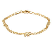 Barzel 18K Gold Plated Flat Marina Elephant Anklet For Women - Made In Brazil (Gold, 10 Inches)