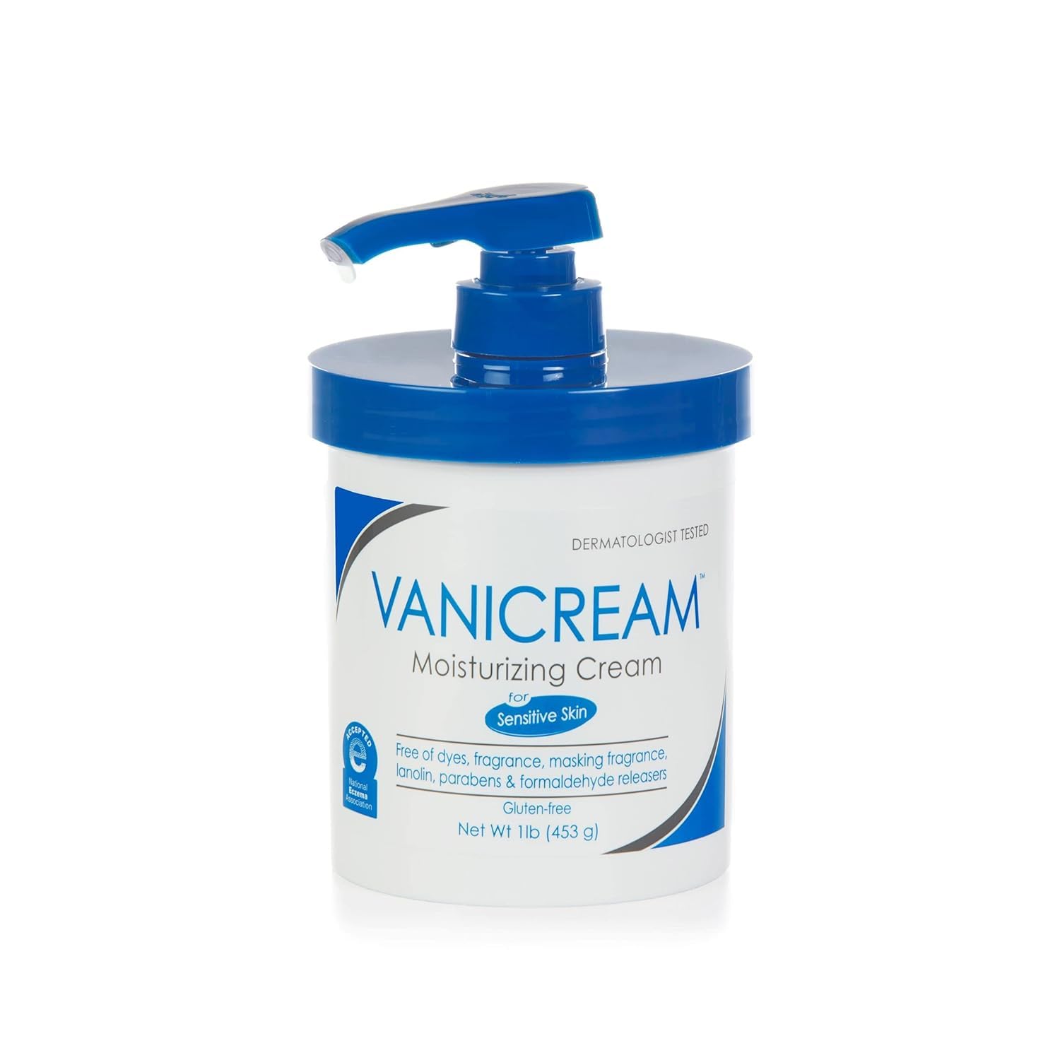 كريم Vanicream المرطب للبشرة مع موزع بمضخة - 16 أونصة سائلة (1 رطل) - مرطب مركب بدون مهيجات شائعة لمن لديهم بشرة حساسة