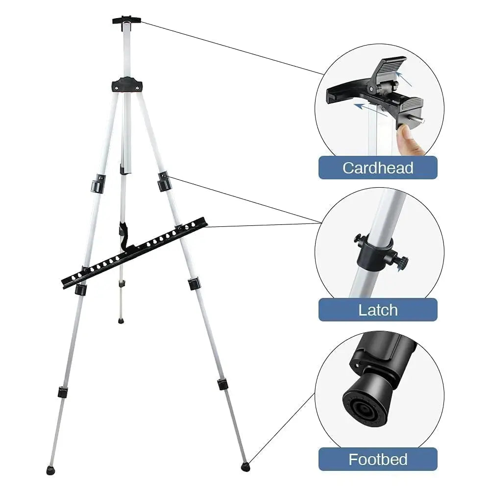 Art Easel Stand for Painting and Sign - RRFTOK Aluminum 66 Inch Metal Tripod Adjustable Portable Easels for Display - Canvas Stand for Table Top Floor Drawing for Artists Adult Holder or Teen