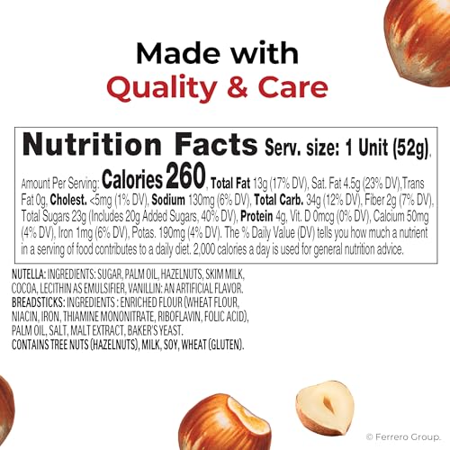 Nutella & GO! Bulk 12 Pack, Hazelnut and Cocoa Spread with Breadsticks, Stocking Stuffers, Snack Cups, 1.8 oz Each​