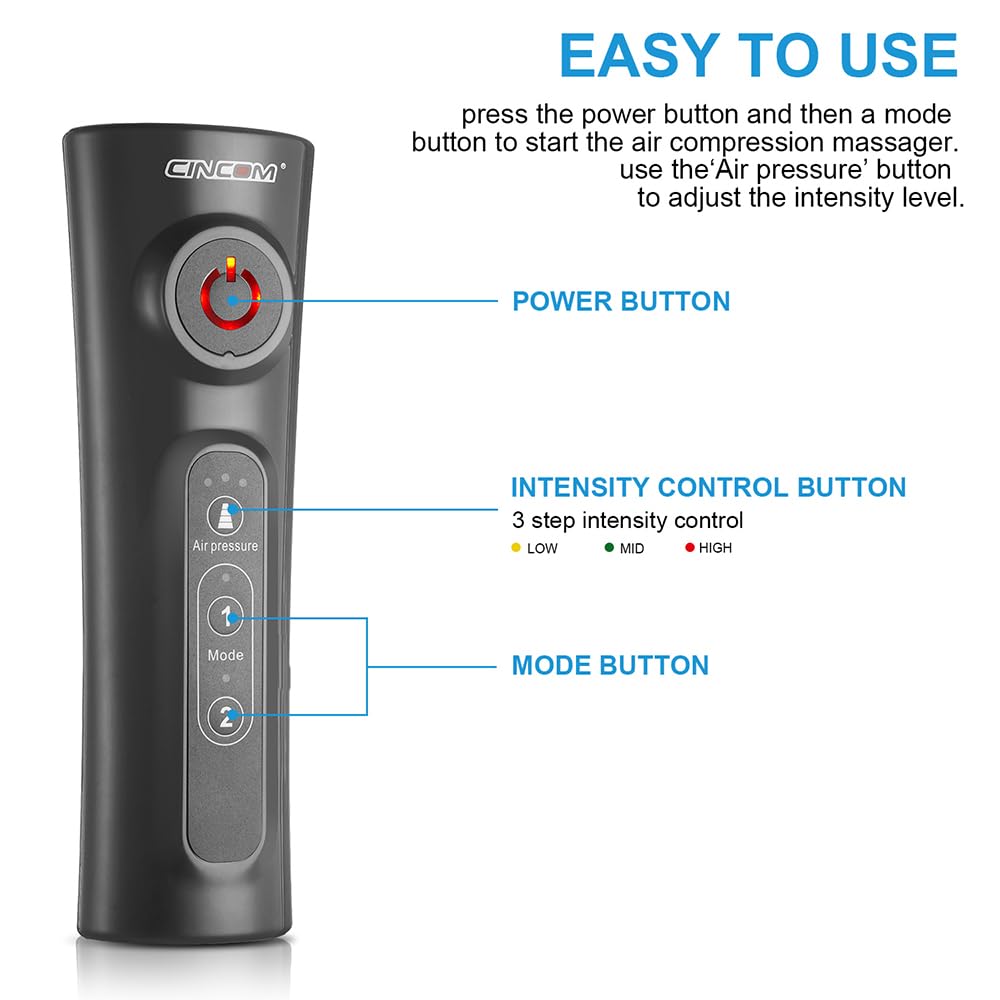 CINCOM Leg Massager for Circulation and Pain Relief, Air Compression Calf Massager with 2 Modes 3 Intensities Helpful for RLS Edema and Muscles Relaxation Gifts