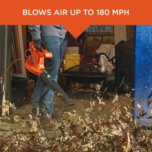 BLACK+DECKER Electric Leaf Blower, Handheld Blowers for Lawn Care, Lightweight, 180 MPH 7-Amp (LB700)