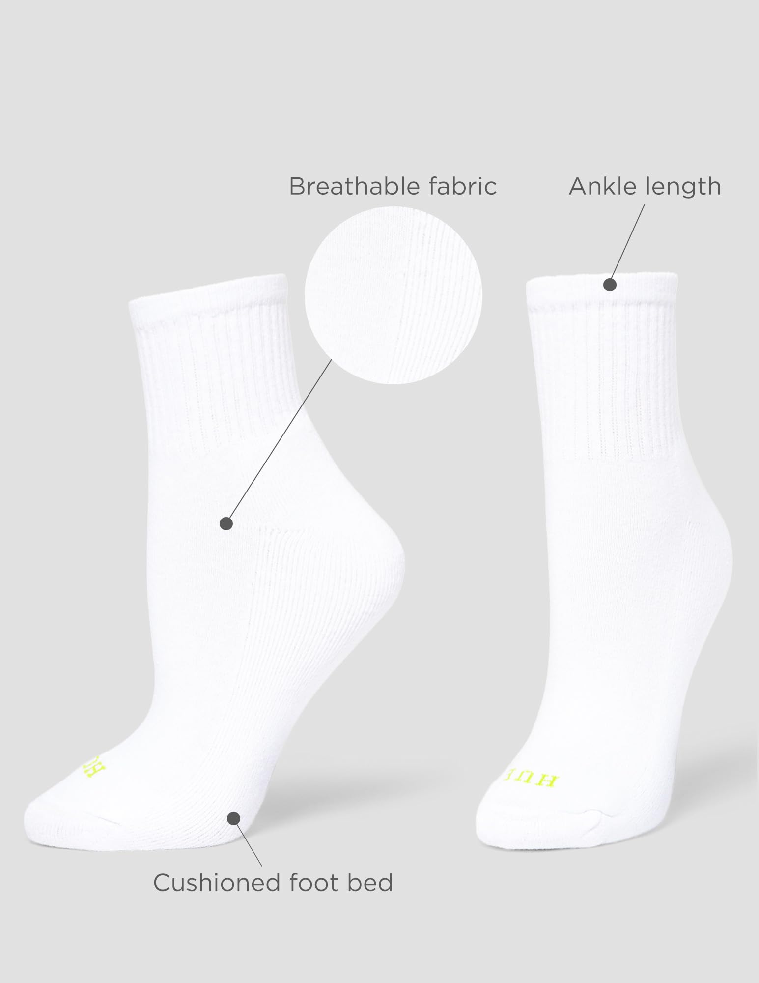Hue Women's Mini Crew Sock 6-Pack, White, One Size