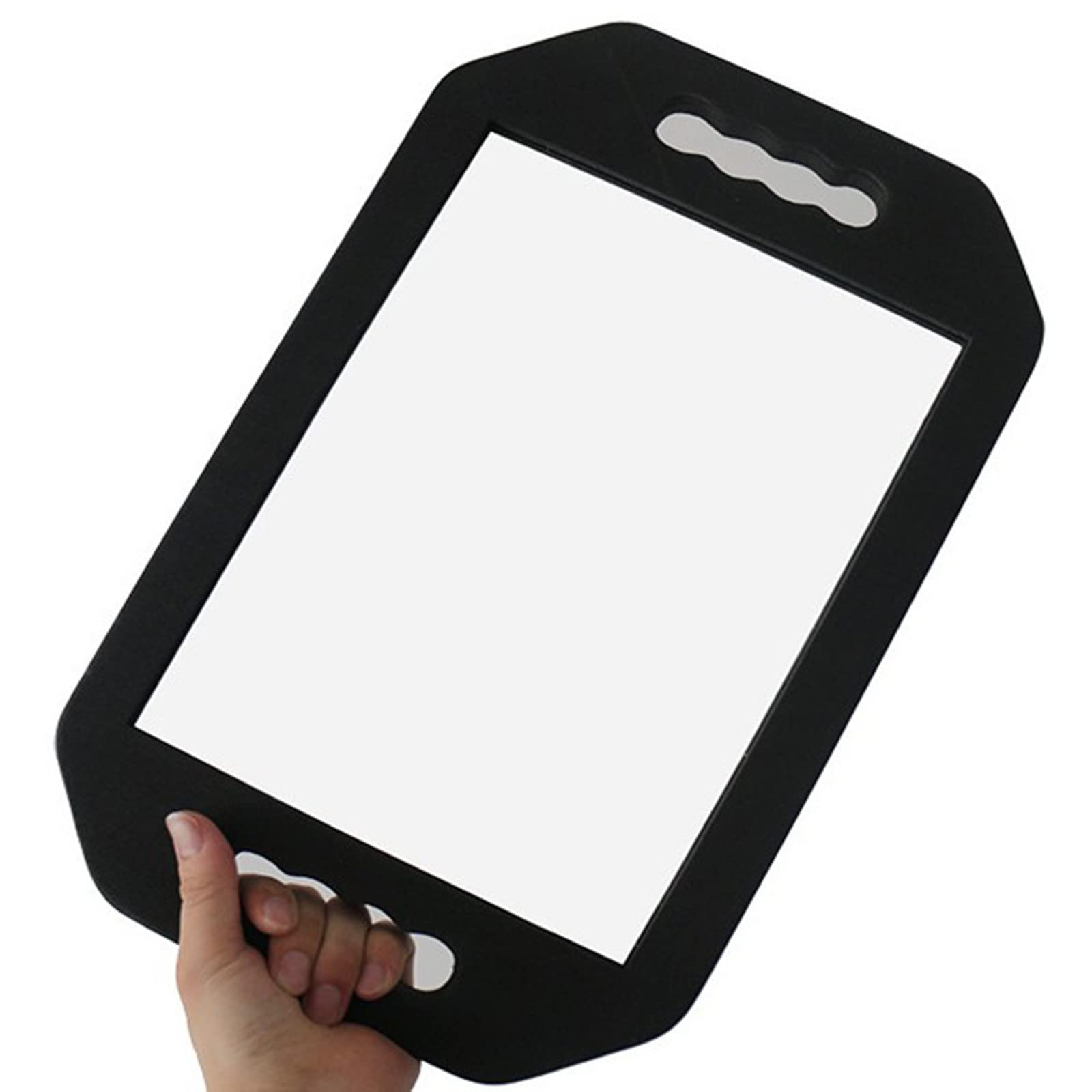 Feisate Barber Mirror Handheld Foam, Salon Large Foam Hand Mirror with Double Handle, Square Barbershop Handheld Mirror, Black