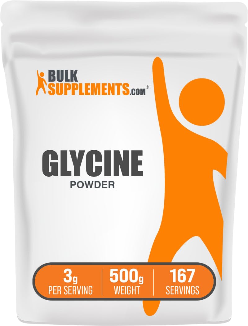 BulkSupplements.com Glycine Powder - Glycine Supplements, Amino Acid Supplement - Unflavored & Gluten Free, 3g per Serving, 500g (1.1 lbs) (Pack of 1)
