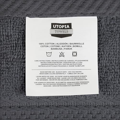 Utopia Towels 6 Pack Premium Hand Towels Set, 16 by 28 inches, 100% Ring Spun Cotton, Ultra Soft and Highly Absorbent 600GSM Towels for Bathroom, Gym, Shower, Hotel, and Spa, Grey