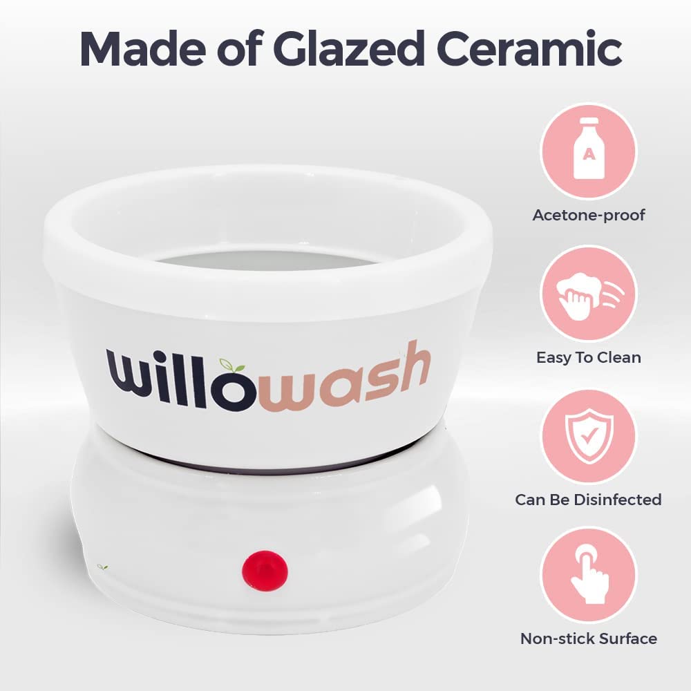 Willowash Electric Nail Soaking Bowl, Acetone-Proof Acrylic Remover Kit, Dip Powder Remover for Home Use, Heats for 50% Faster Removal