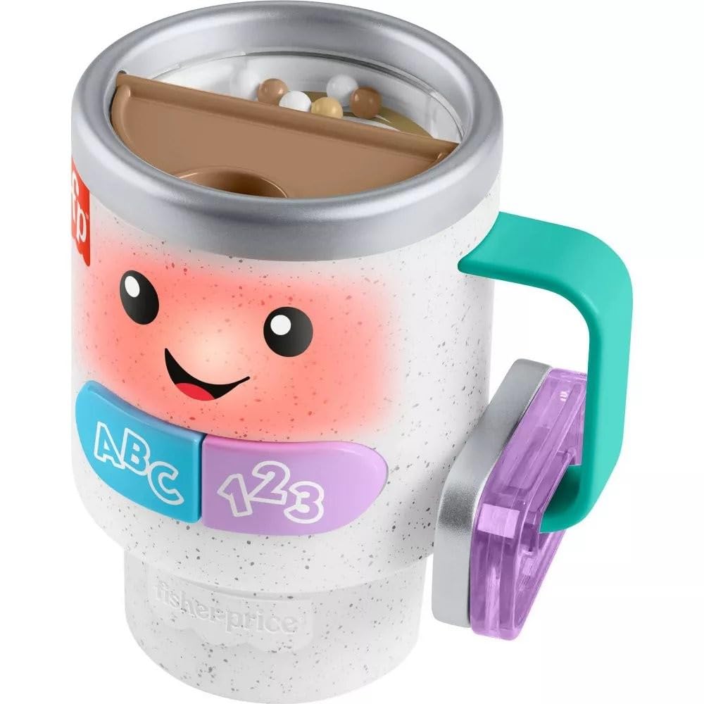 Fisher-Price لعبة أطفال رضع وصغار للتعلم بالضحك كوب قهوة استيقظ وتعلم مع الأضواء والموسيقى والتعلم للأطفال الرضع بعمر 6 أشهر فما فوق
