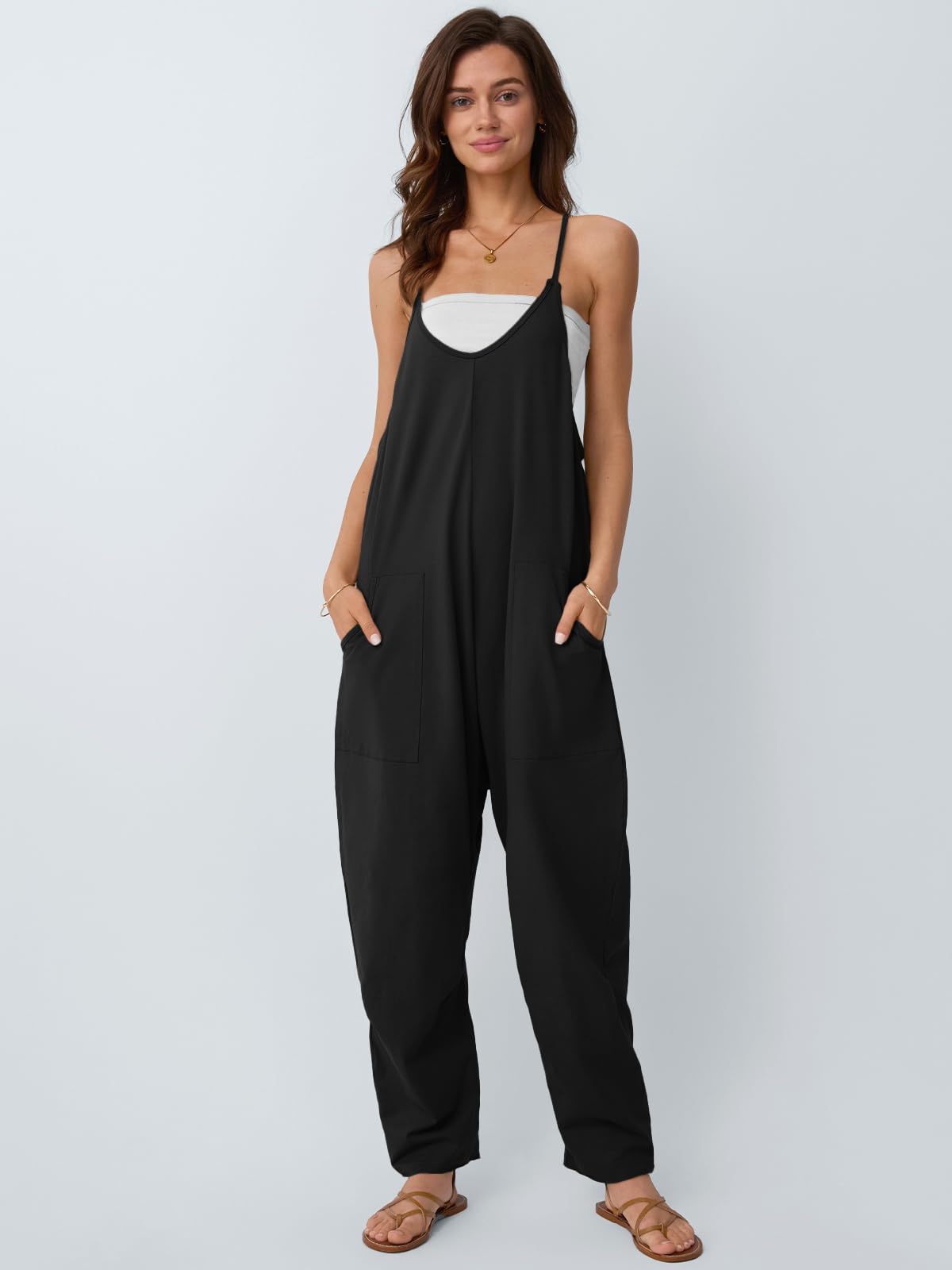AUTOMET Jumpsuits for Women Casual Summer Outfits Rompers Comfy Beach Vacation Trendy Overalls Jumpers Spring Fashion Maternity Clothes 2025 Black M Black M