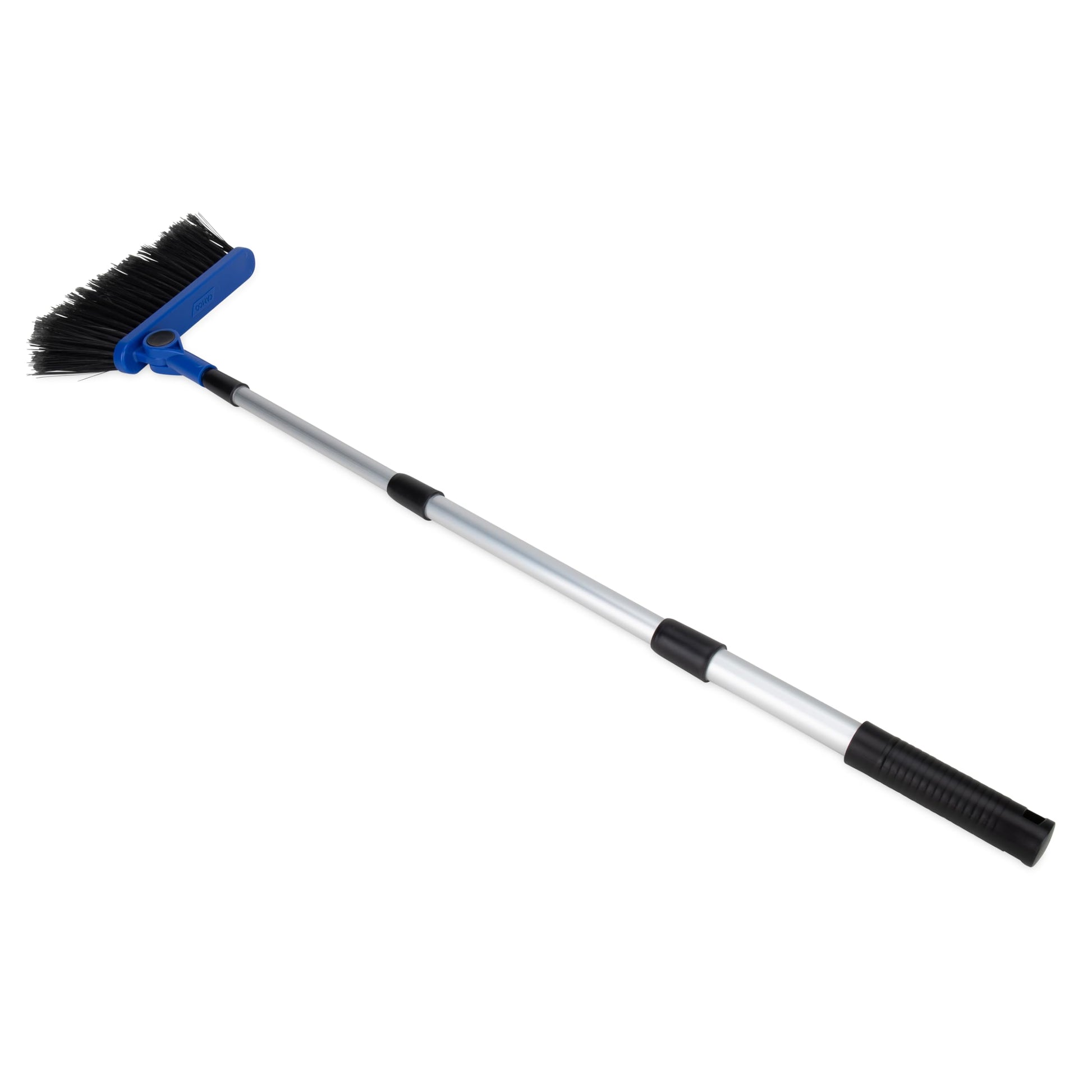 Camco Adjustable Broom and Dustpan - Portable & Compact Full Size Broom - Adjusts from 24-52 Inches, Ideal for RV, Marine, and Home Use (43623-A)