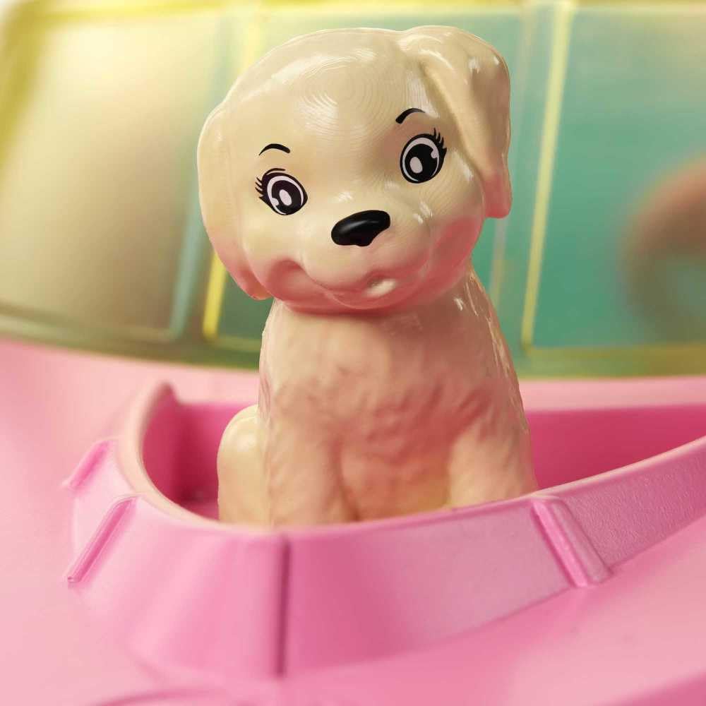 Barbie Doll & Toy Boat Playset with Pet Puppy, Life Vest & Beverage Accessories, Fits 3 Dolls & Floats in Water