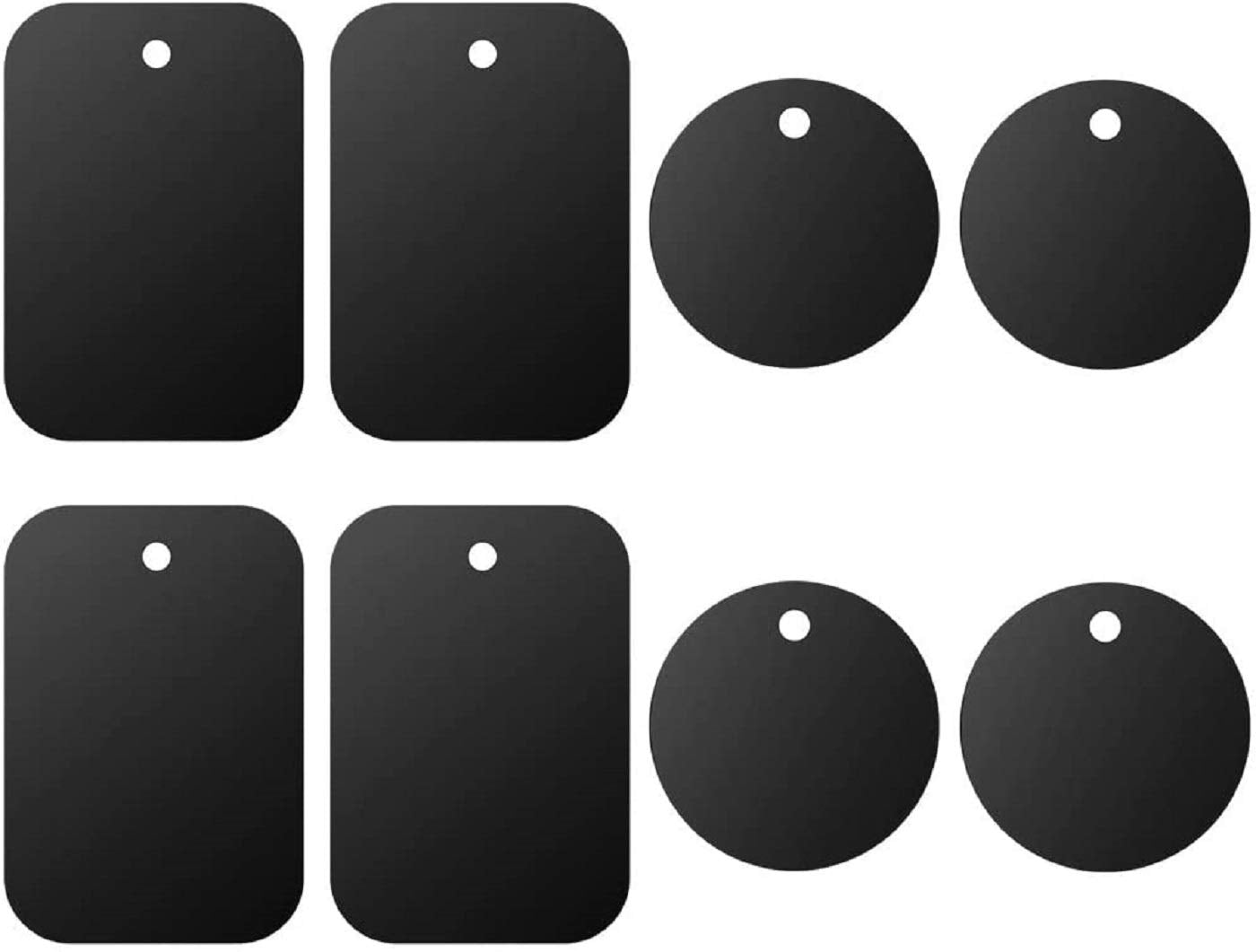 DSTELIN ألواح معدنية عالمية - 8 قطع - لحامل الهاتف المغناطيسي للسيارة مع لاصق (متوافق مع الحوامل المغناطيسية) - 4 مستطيلة و4 دائرية، أسود