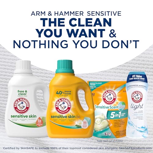 ARM & HAMMER Sensitive Skin Free Clear, 140 Loads Liquid Laundry Detergent, 140 Fl oz