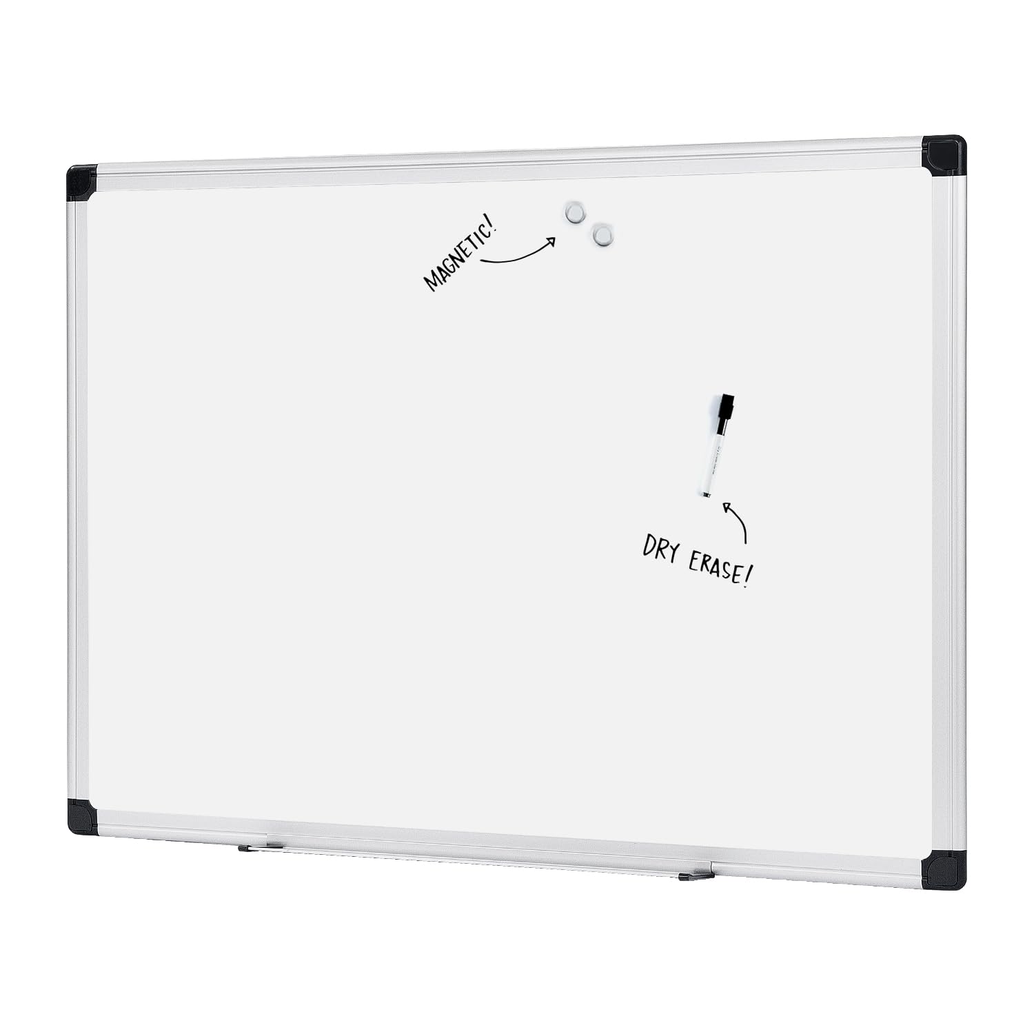 Basics Magnetic Whiteboard/Dry Erase Board, 36 x 48-inch, Aluminum Frame, Silver/White