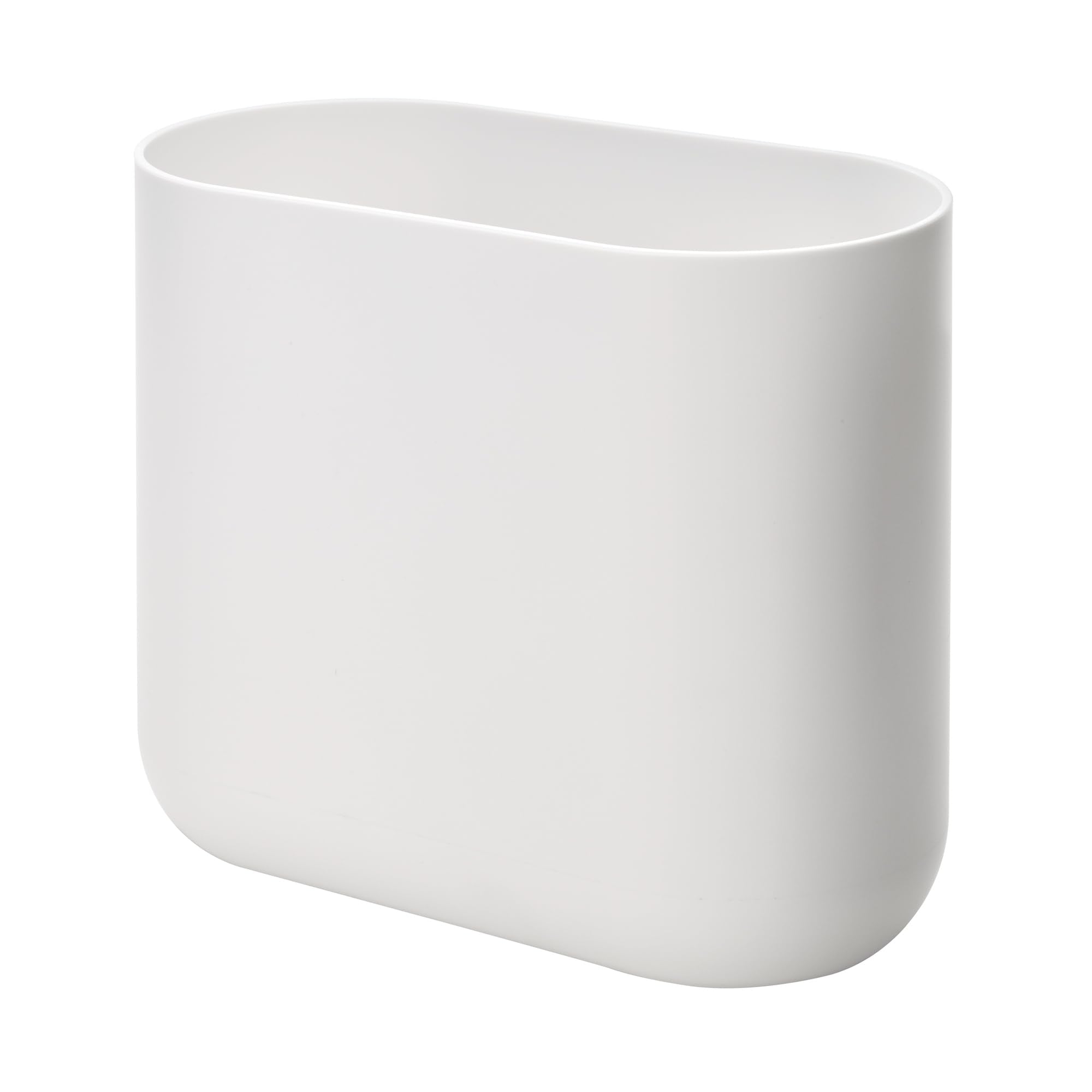 iDesign Slim Ovaler Kunststoff-Mülleimer Die Cade Kollektion, 26,8 cm x 14 cm x 24,8 cm, Weiß