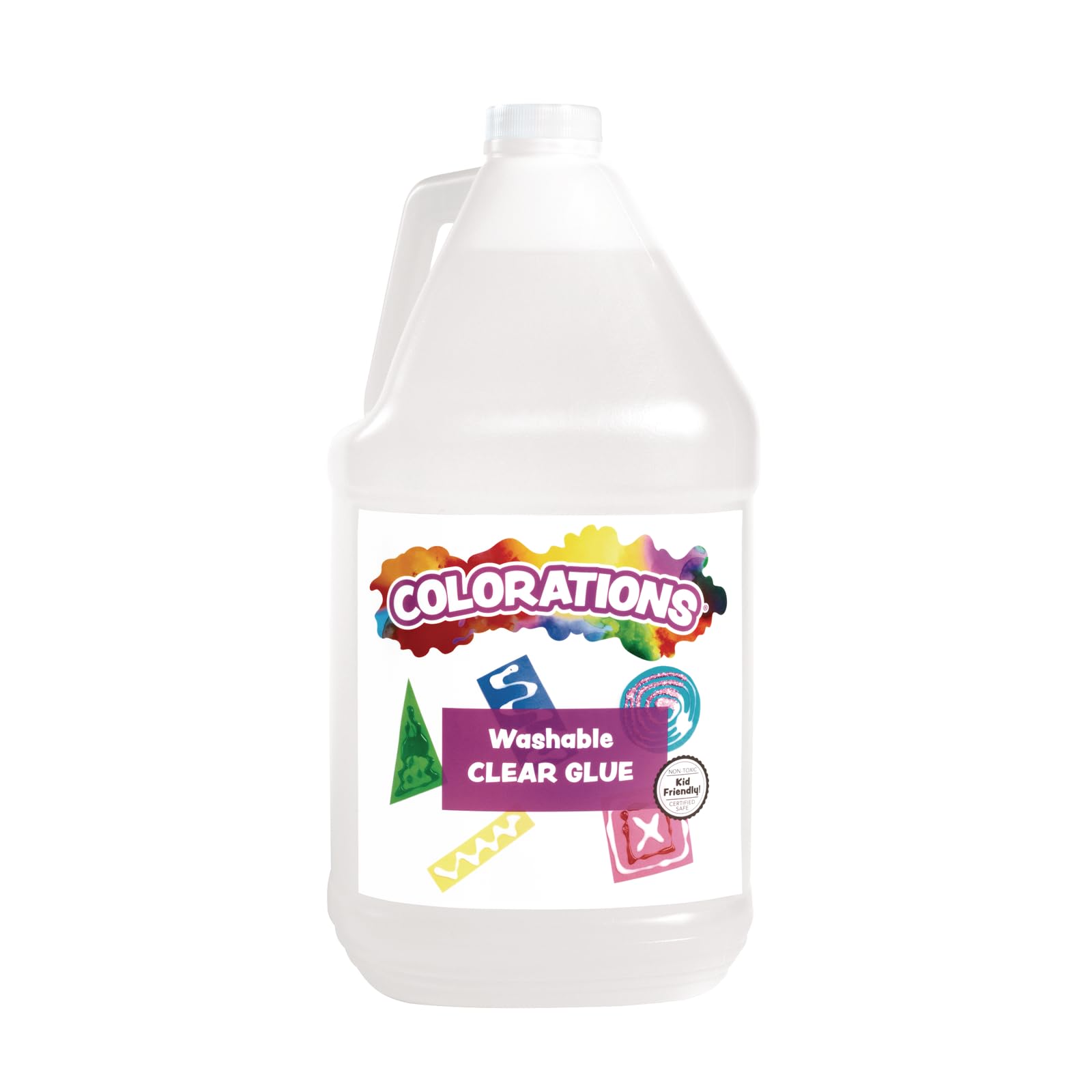 Colorations غراء شفاف قابل للغسل، 1 جالون، يجف شفافًا، للصق، الحرف اليدوية، غراء للمدرسة، غراء للمنزل، غراء للمكتب، مشاريع الحرف اليدوية، غراء قابل للغسل، غراء غير سام، للمنزل، للاستخدام المنزلي