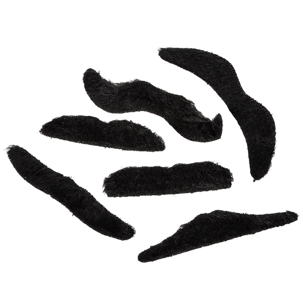 Road Island Novelty 3.5" Black Fake Mustaches, Pack of 12