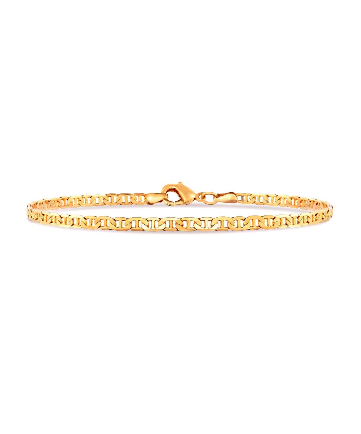 Barzel 18K Gold Plated Flat Marina Link Anklet for Women, 10 Inches - Made In Brazil (10.00)