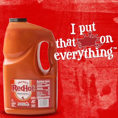 Franks RedHot Original Cayenne Pepper Hot Sauce, 1 gal - One Gallon Bulk Container of Cayenne Pepper Hot Sauce to Add Flavorful Heat to Entrees, Sides, Snacks, and More