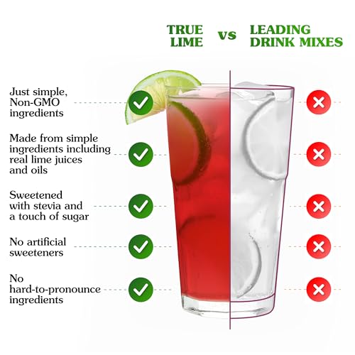 TRUE LIME Black Cherry Limeade Drink Mix (10 Packets) | Made from Real Limes | No Preservatives, No Artificial Sweeteners, Gluten Free | Water Flavor Packets & Water Enhancer with Stevia