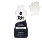 Rit Dye - Liquid Fabric Dye for Crafting, Clothing, and Decor - 8 oz. Bottle - Black (Gloves Included)