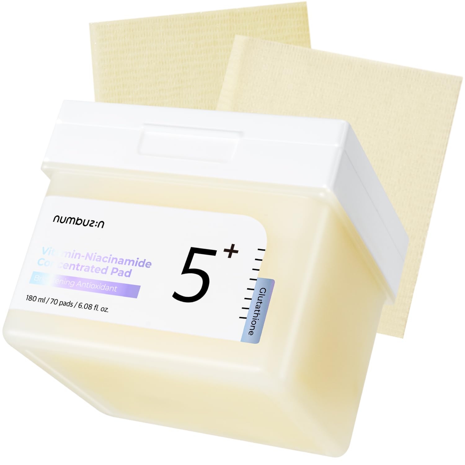 numbuzin Nr. 5 Toner Pads | Vitamin-Niacinamid konzentrierte Pads | Doppelseitig | Glutathion, Niacinamid, PHA & LHA | Peeling, Pflege bei Hyperpigmentierung | 70 Pads/180 ml