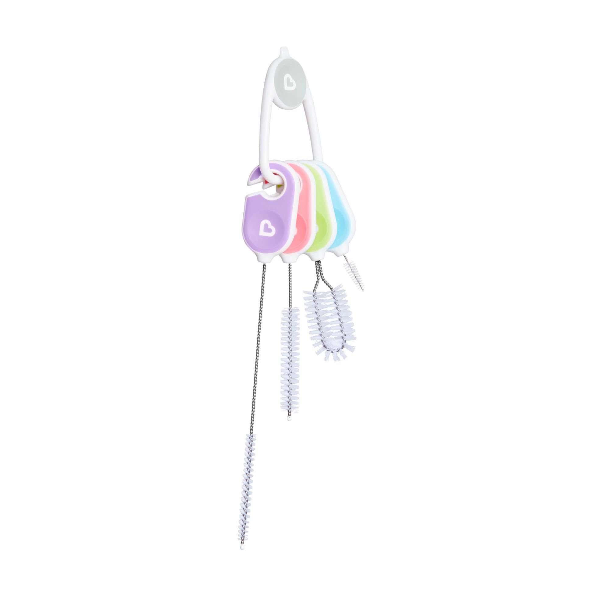 Munchkin Details Bottle and Cup Cleaning Brush 4 Piece Set with Key Ring