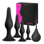 Hisionlee Sex Toys 5PCS Anal Plug Set Silicone Anal Butt Plug Adult Sex Toys for Women,Men and Beginners(Black)
