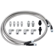 طقم خط خرطوم مبرد زيت سائل ناقل الحركة 6AN 70 بوصة لناقل الحركة GM Chevy 4L80E TH350 TH400 4L60E 700R4 200-4R TR6060 Ford AOD 4R100 4R70W وC5 خرطوم PTFE مضفر من الفولاذ المقاوم للصدأ