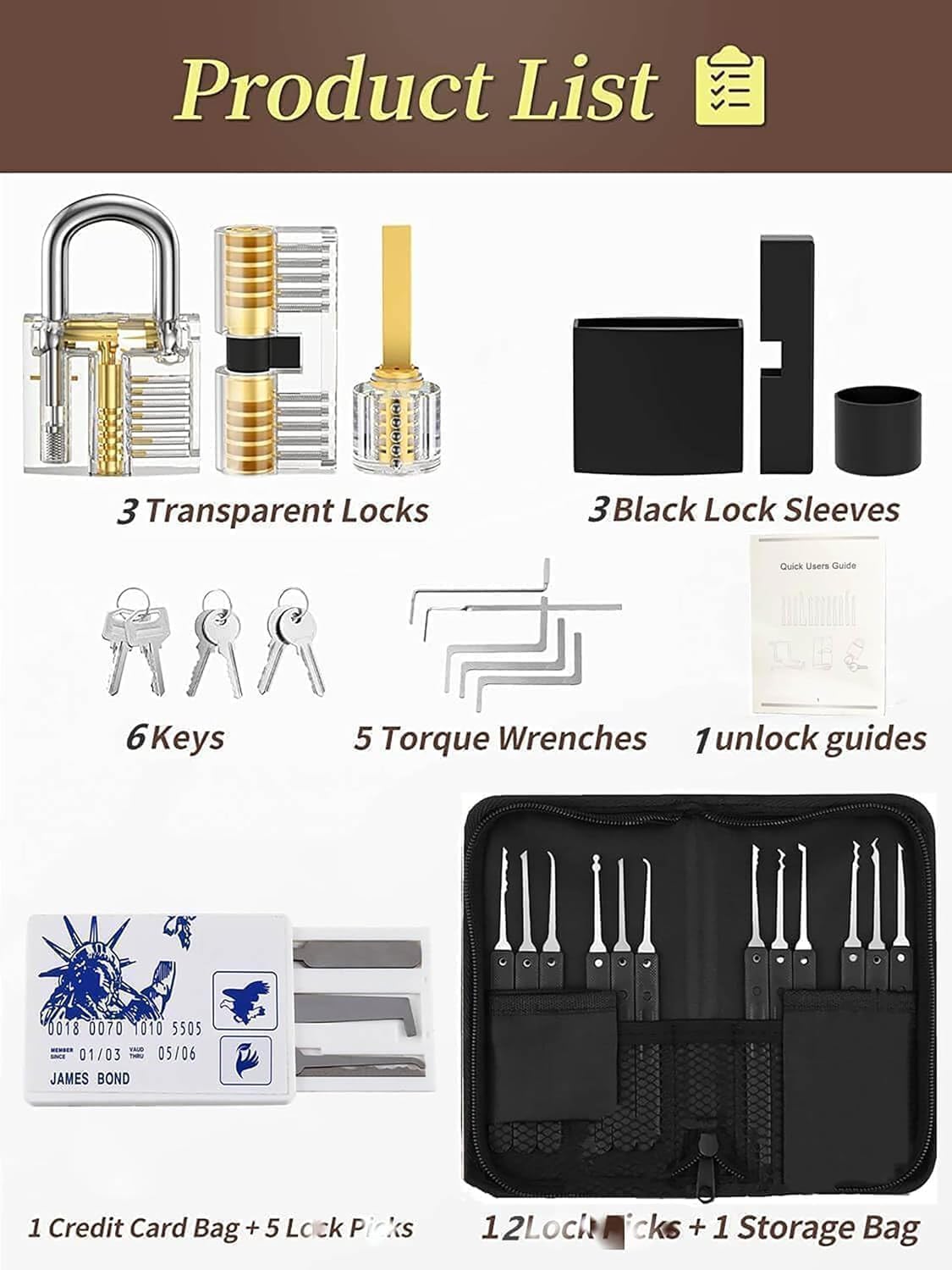 Solid Brass Door Knocker 2025 Latest Upgraded Version Pick Stainless Kit with Same Keys of 40mm Picking Wide Body 2 inch Long Anti Rust Lock Set Key Keyed Alike Set Locker Solid Brass GH85