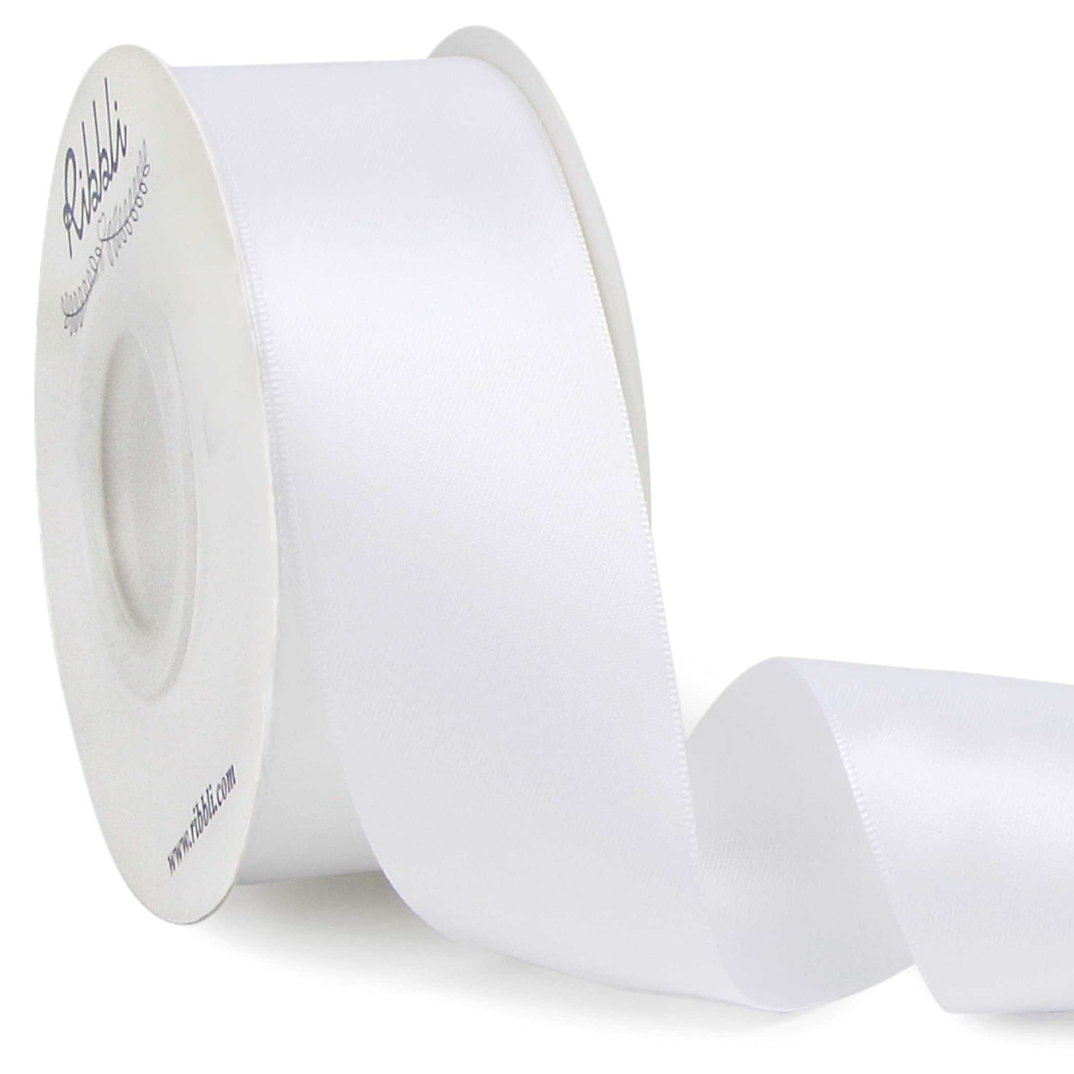 Ribbli White Double Faced Satin Ribbon,1-1/2" x Continuous 25 Yards,Use for Bows Bouquet,Gift Wrapping,Wedding,Floral Arrangement