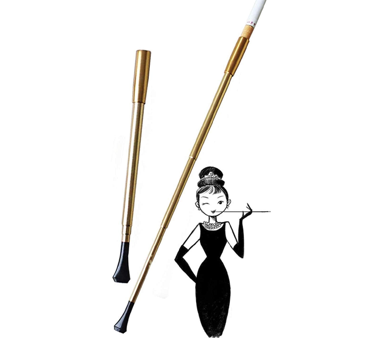 YWQZGYP Long Extendable Cigarette Holder for Women 1920s Costume Cosplay (Cigarette Holder, Gold)